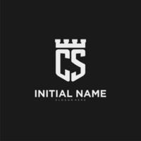 Initials CS logo monogram with shield and fortress design vector