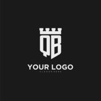 Initials QB logo monogram with shield and fortress design vector