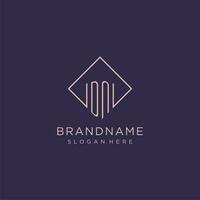Initials DN logo monogram with rectangle style design vector