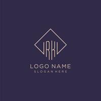 Initials RK logo monogram with rectangle style design vector