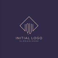 Initials QU logo monogram with rectangle style design vector