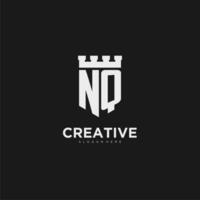 Initials NQ logo monogram with shield and fortress design vector