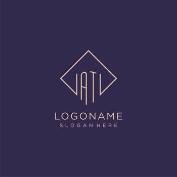 Initials AT logo monogram with rectangle style design vector