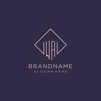 Initials WA logo monogram with rectangle style design vector