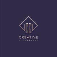 Initials CC logo monogram with rectangle style design vector