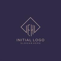 Initials EH logo monogram with rectangle style design vector