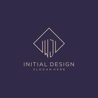 Initials WJ logo monogram with rectangle style design vector