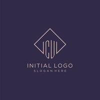 Initials CU logo monogram with rectangle style design vector