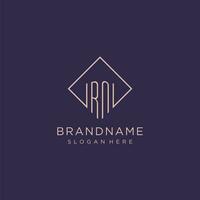 Initials RN logo monogram with rectangle style design vector