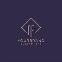 Initials NF logo monogram with rectangle style design vector