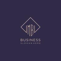 Initials MB logo monogram with rectangle style design vector