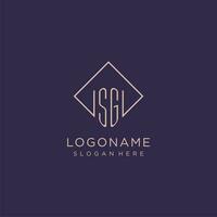 Initials SG logo monogram with rectangle style design vector