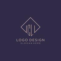 iniciales cl logo monograma con rectángulo estilo diseño vector