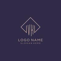 Initials VK logo monogram with rectangle style design vector