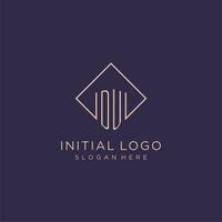 Initials DU logo monogram with rectangle style design vector