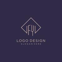 Initials FY logo monogram with rectangle style design vector