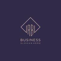 Initials RB logo monogram with rectangle style design vector