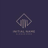 Initials OV logo monogram with rectangle style design vector