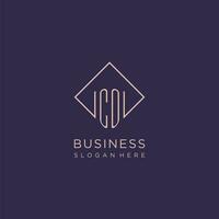 Initials CO logo monogram with rectangle style design vector