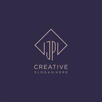 Initials JP logo monogram with rectangle style design vector