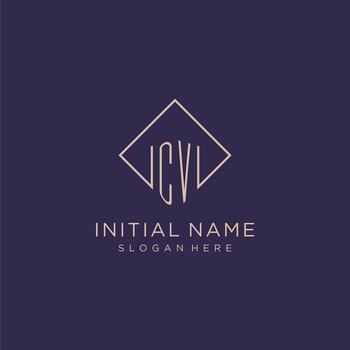 Initials CV logo monogram with rectangle style design vector