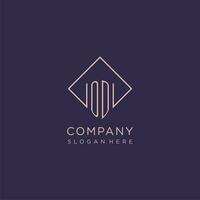 Initials OD logo monogram with rectangle style design vector