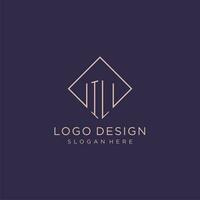 Initials IL logo monogram with rectangle style design vector