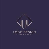 iniciales ly logo monograma con rectángulo estilo diseño vector