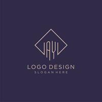 Initials AY logo monogram with rectangle style design vector