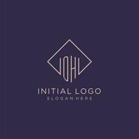 Initials OH logo monogram with rectangle style design vector
