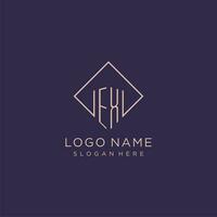 Initials EX logo monogram with rectangle style design vector