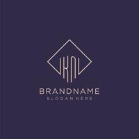 Initials KN logo monogram with rectangle style design vector