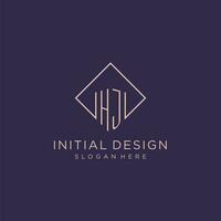 Initials HJ logo monogram with rectangle style design vector