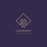 Initials BD logo monogram with rectangle style design vector