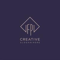 Initials FP logo monogram with rectangle style design vector