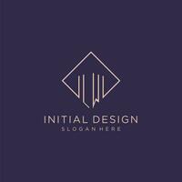 Initials LW logo monogram with rectangle style design vector