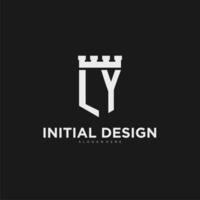 Initials LY logo monogram with shield and fortress design vector