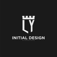 Initials LY logo monogram with shield and fortress design vector