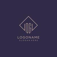 Initials DG logo monogram with rectangle style design vector