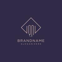 Initials QN logo monogram with rectangle style design vector