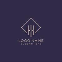 Initials KK logo monogram with rectangle style design vector