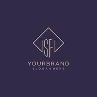 Initials SF logo monogram with rectangle style design vector