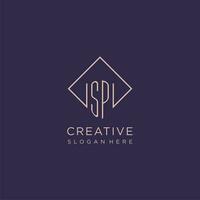 Initials SP logo monogram with rectangle style design vector