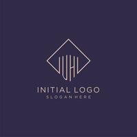 Initials UH logo monogram with rectangle style design vector