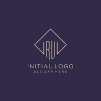 Initials RU logo monogram with rectangle style design vector