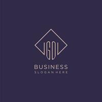 Initials GO logo monogram with rectangle style design vector