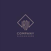 Initials RD logo monogram with rectangle style design vector