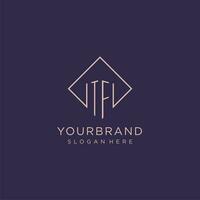 Initials TF logo monogram with rectangle style design vector