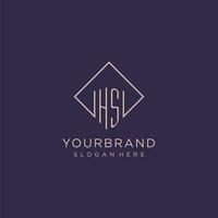 Initials HS logo monogram with rectangle style design vector