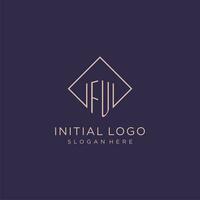 Initials FU logo monogram with rectangle style design vector